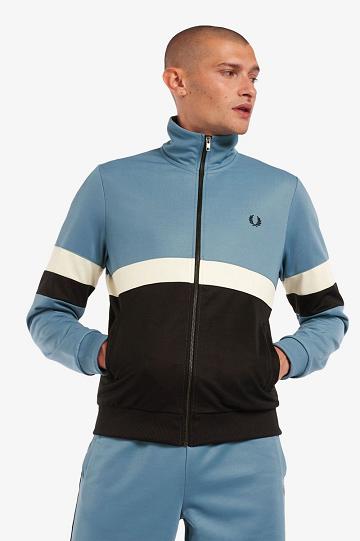 Geaca Barbati Fred Perry Panelled Track Gri Albastri | RO 1224FDNM